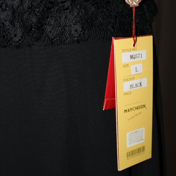 MayQueen #571 Mother of the Bride Lace and Chiffon Formal Gown-Size L-Black-NWT - Picture 7 of 7